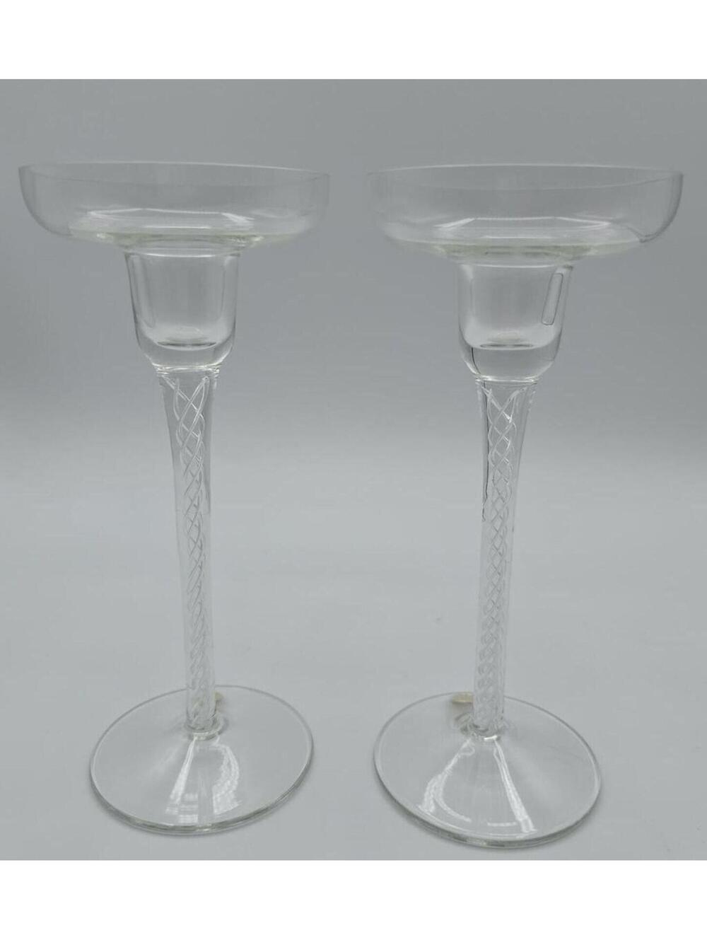 Vintage PartyLite Maypole Glass Candle Holders Set of 2 P0350 w/ Box - Picture 2 of 9